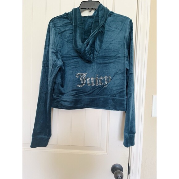 NWT JUICY COUTURE Size XL Velour Bling Tracksuits Set Rare Sea Blue - Picture 2 of 10